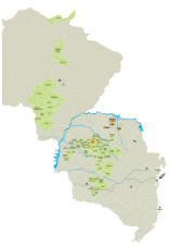 Mapa do Paran&aacute; destacando as cidades de Camb&eacute;, Sab&aacute;udia, Assa&iacute; e Bela Vista do Para&iacute;so