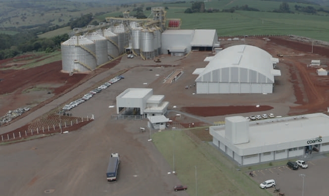 Vista a&eacute;rea do novo entreposto da Coamo em Campina da Lagoa